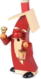Räuchermann – lustiger Weihnachtsmann im rotem Häuschen mit Glocke und Laterne – BxHxT 11 x 25 x 10 