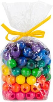 Holzspielzeug - 100 Fädelperlen in 10 Farben - Ø 1cm