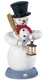 Räuchermann – liebevoll gestalteter Schneemann mit Besen und Laterne – BxH 11 x 23 cm