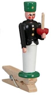 Baumbehang – Handgefertigter bunter Bergmann mit Kerze auf Klammer aus Holz – Höhe ca. 5,5 cm