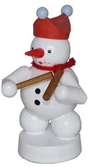 Schneemann – fröhlicher Musikant mit Klanghölzern, handbemalt und detailverliebt – H 8 cm