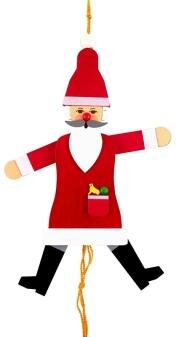 Holzspielzeug – bunter Hampelmann Weihnachtsmann, liebevoll gestaltet – H = 28 cm