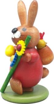 Osterdekoration Osterhase mit Stock bunt Höhe 9cm