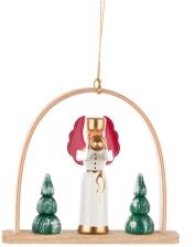 Baumbehang Engel mit Trompete im Bogen H: 7cm