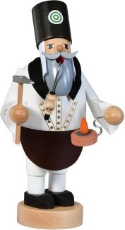 Räuchermann – detailreicher Bergmaurer in blau-weißer Arbeitskluft mit Werkzeugen – BxHxT = 9 x 20 x