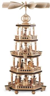 Tischpyramide – vierstöckige Heilige Geschichte mit detailreichen Figuren naturfarbenbelassen –