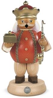 Räuchermann – majestätischer Melchior mit Pfeife und Geschenken, detailreich bemalt, braun – BxHxT =