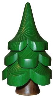 Dekorationsbaum – bunte Fichte mit detailreichen Kränzen, handbemalt – H = 15 cm