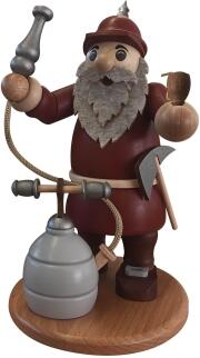Räucherfigur Feuerwehrmann mit Schlauch naturbehalten aus Holz von Zeidler Holzkunst GmbH,