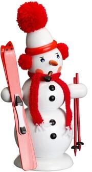 Räucherfigur – Schneemann mit Ski - weiß - Höhe 30cm