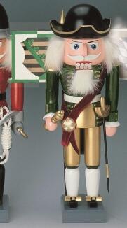 Nussknacker – majestätischer August der Starke mit Sachsenflagge und Säbel, handbemalt – BxHxT = 12