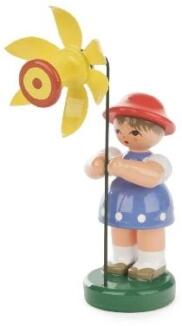 Ostern & Frühjahr Blumenmädchen blau/orange, Blume gelb BxHxT 25x90x25mm