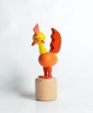 Holzspielzeug Wackelfigur Hahn rot Höhe=8cm