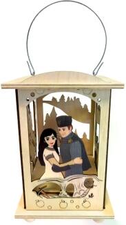 Laterne – farbige Schneewittchen-Szenen mit Prinzen und LED- oder Teelichtfunktion – BxHxT 16 x 12 x