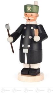 Räuchermann – detailreicher Bergmann mit Steigerhacke, traditionell bemalt in Grün und Schwarz –