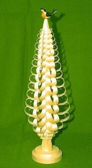 Tischdekoration – Handgestochener Spanbaum in Natur mit Vogel – BxHxT ca. 7x25x7 cm