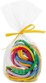 Holzspielzeug - 6 feste Perlsenkel in 6 Farben - BxL 5mm x 55cm