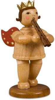 Engel mit Doppelflöte mit Krone natur Höhe ca. 6cm