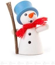 Weihnachtliche Miniatur Schneemann mit blauem Zylinder Breite x Höhe x Tiefe 3,5 cmx5 cmx1,5 cm