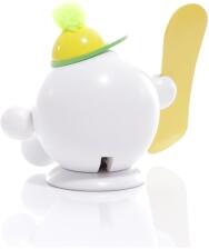 R&auml;ucherfigur - R&auml;ucherschneeball mit gelben Snowboard und M&uuml;tze - Ansicht Hinten -