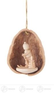 Baumschmuck Behang Walnussschale mit Skifahrer Breite x Höhe x Tiefe 3 cmx4,5 cmx2,5 cm