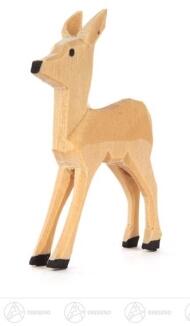 Holztier – detailreich geschnitztes Reh, natürlich warm, stehend – H = 5 cm