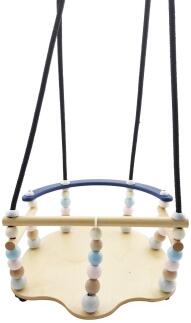 Spielzeug Gitterschaukel aus Holz mit bunten Perlen und stabiler Sitzfläche von Hess Holz Spielzeug,
