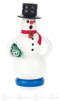 Räuchermann – fröhlicher Schneemann mit grünem Baum und rotem Schal, liebevoll bemalt – BxHxT = 6 x 