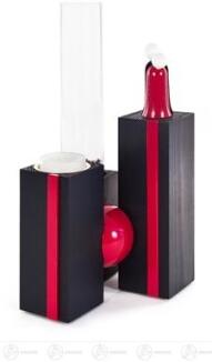 Kugelvase mit Figur, schwarz/bordeaux Breite x Höhe x Tiefe 12 cmx26 cmx12,5 cm