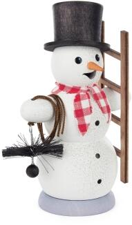 Räuchermann – detailreicher Schneemann Schornsteinfeger mit Zylinder und Leiter, winterlich bemalt –