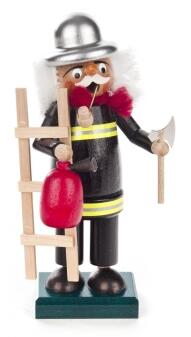Räuchermann – liebevoller Feuerwehrmann mit Leiter, Feuerlöscher und Axt, rot-naturfarben – BxHxT = 