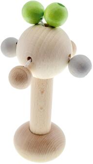 Motorikspielzeug – liebevolles Klapperbäumchen mit beweglichen Holzperlen, apfelgrün – BxHxT = 6 x