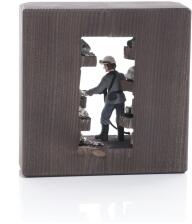 Miniaturbergwerk - Kumpel aus Zinn mit Bohrhammer im Stollen mit Zinnader Bunt - Ansicht Hinten - Schmückt jeden Raum