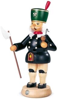 Räuchermann – charismatischer Bergmann mit Pfeife und Eisen, schwarz – BxH = 14 x 23 cm
