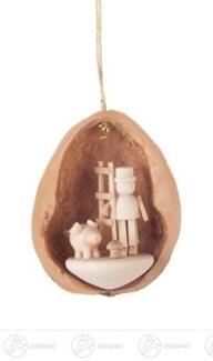 Baumschmuck Behang Walnussschale mit 3 Glücksbringern Breite x Höhe x Tiefe 3 cmx4 cmx2 cm