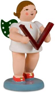 Miniaturfigur Engel mit Holzklapper bunt Höhe ca 6cm