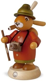 Räucherfigur – lustiger Hase mit Hut und Kamera – BxH 11 x 18 cm