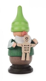 Miniaturfigur – fröhlicher Zwerg mit beweglichem Hampelmann, detailreich bemalt – BxHxT = 3 x 5,5 x 