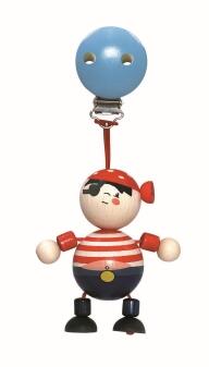 Clipfigur – toller Pirat mit bunten Holzperlen und Metallclip – BxHxT 7 x 16 x 3.5 cm