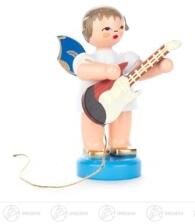 Engel mit E-Gitarre stehend, blaue Fl&uuml;gel H&ouml;he ca 5,5 cm