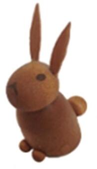 Miniaturfigur – naturbelassener Hase aus Holz, liebevoll handgefertigt – BxHxT = 1 x 3 x 1 cm