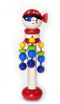 Schellenstab – fröhlicher Pirat mit buntem Holzdesign, detailreich und handgefertigt – BxHxT = 6 x