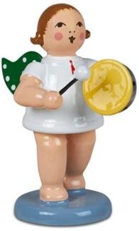 Holzfigur Engel mit Handtrommel und Krone Höhe 6cm