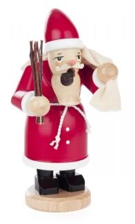 Räuchermann – grimmiger Weihnachtsmann mit Rute und Geschenkesack, rot-weiß, detailreich – BxHxT = 7