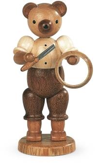 Bärensammelfigur – naturfarbener Drechslerbär mit Reifen und Dreheisen, detailreich gestaltet –