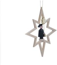 Christbaumschmuck - Holzstern mit Kurrendesänger und Stern - Ansicht Rechts - Macht zum Baum ,einen Traumhaften Farbakzent
