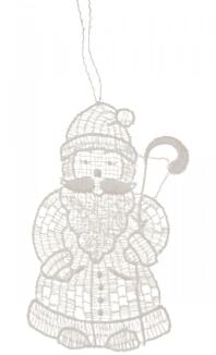 Baumbehang Weihnachtsmann Plauener Spitze BxHxT 9x9x0,1cm