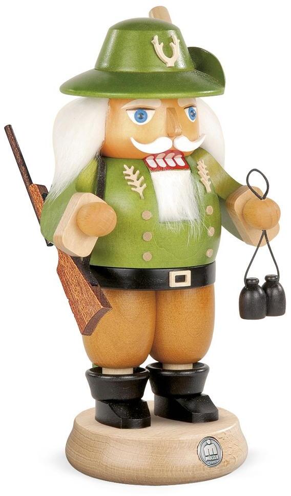 Nussknacker Förster aus Holz mit grünem Hut, Gewehr und Laternen von Kleinkunst aus dem Erzgebirge®,