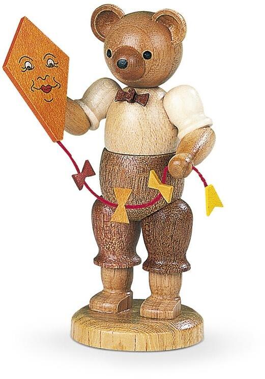 Bärensammelfigur – niedlicher Bär mit fröhlichem Drachen aus Holz von Kleinkunst aus dem