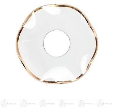 Lichtmanschette wellig mit Goldrand für Kerzen ø 25 mm aus Glas in Weiß-Gold von Großhandel Dregeno,